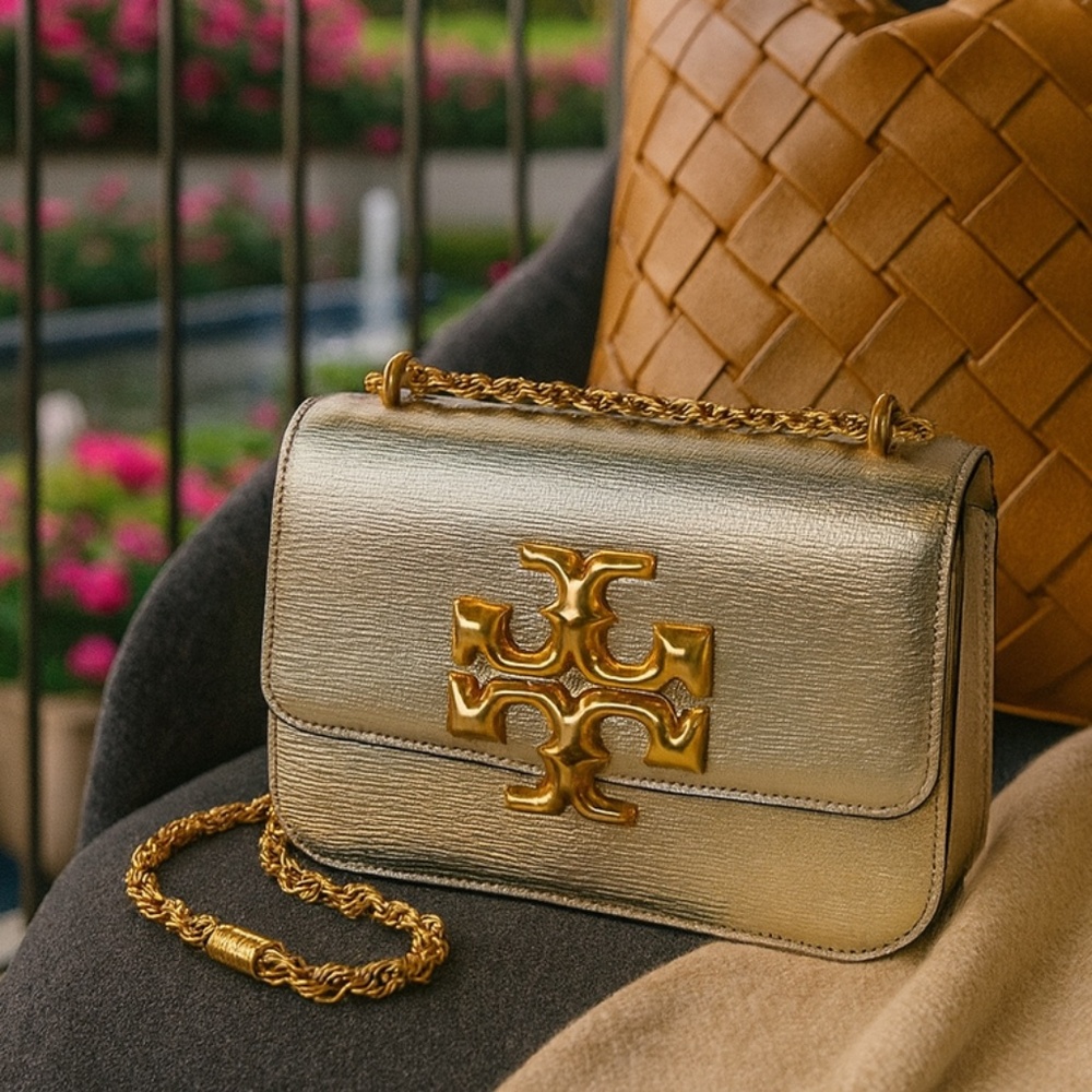 NEW Tory Burch Eleanor GoldLeather Small Convertible Shoulder Bag/Crossbody Bag